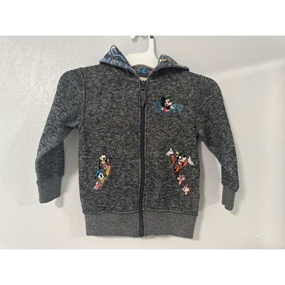 Kids Disney Mickey Mouse & Friends 2019 Zip Up Hoodie Gray sz 4